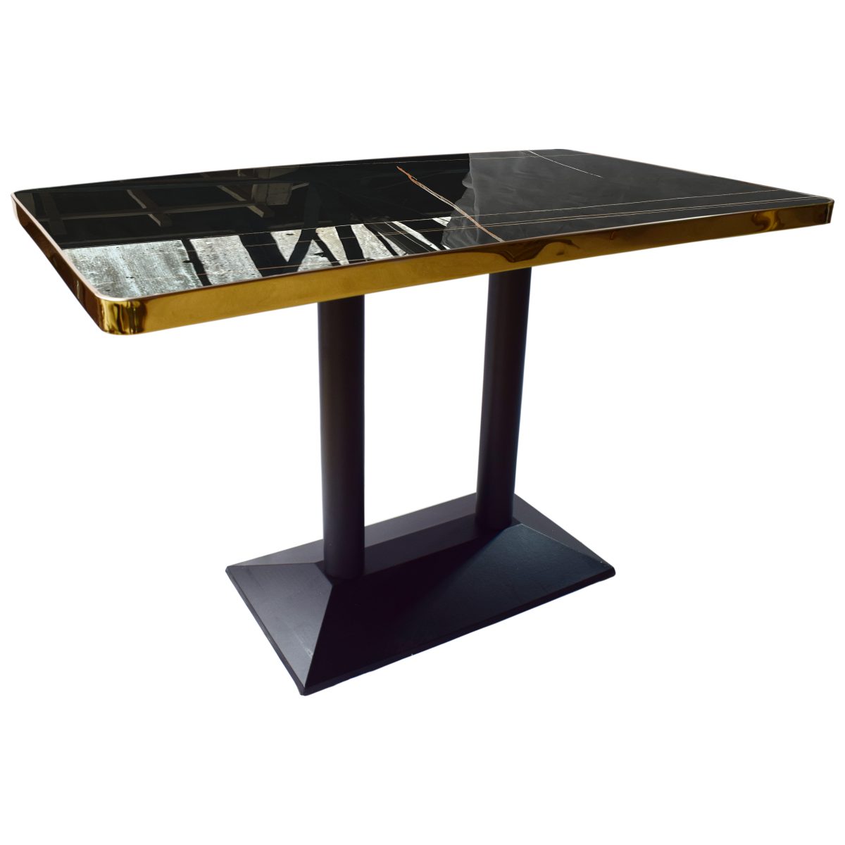 Genuine Marble Tables - Black Cast Iron Legs - Black - Size 120x70cm
