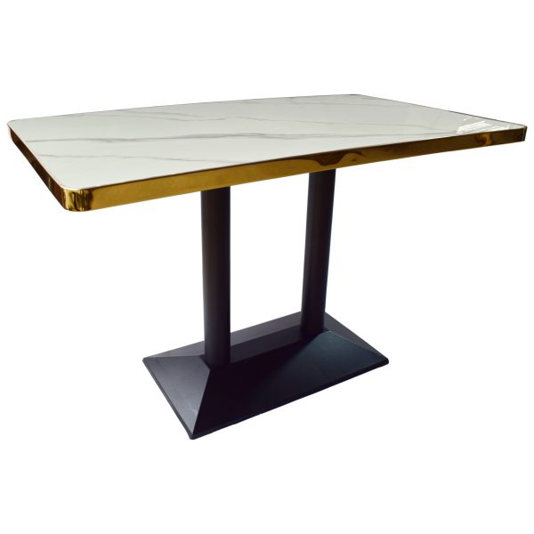 Genuine Marble Tables - Black Cast Iron Legs - White - Size 120x70cm