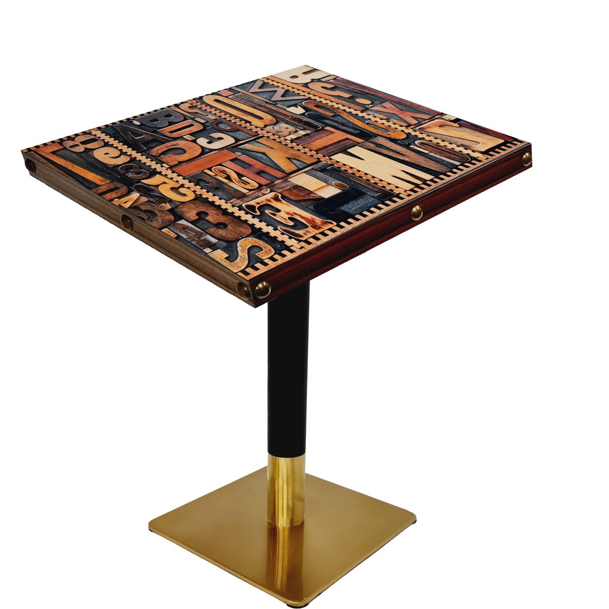 Café Table Top with Cast Iron Black and Gold Base