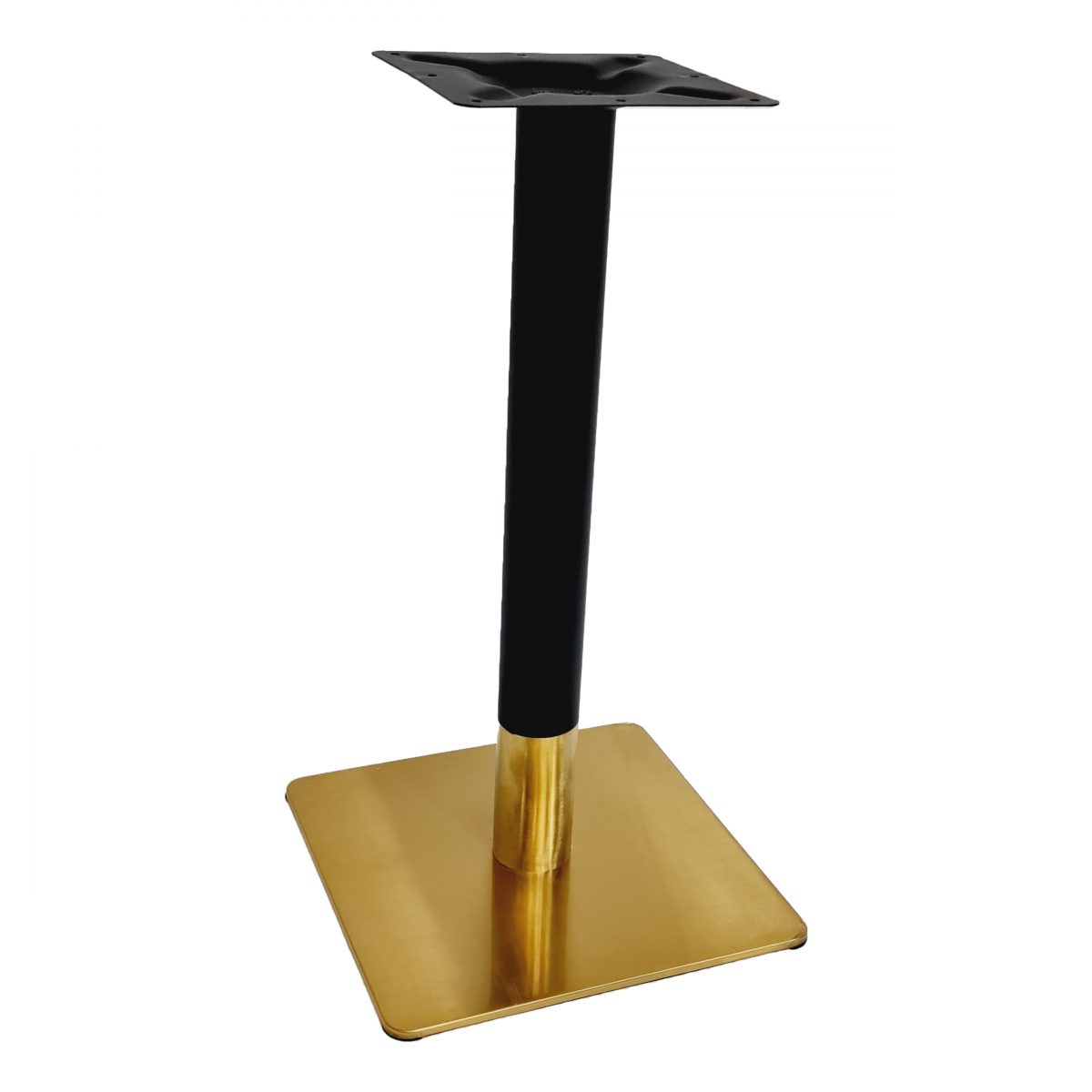 luxurious and stylish leg for your dining table! This exquisite base is manufactured from superior black steel and finished with a chic brass baseplate and column accent.