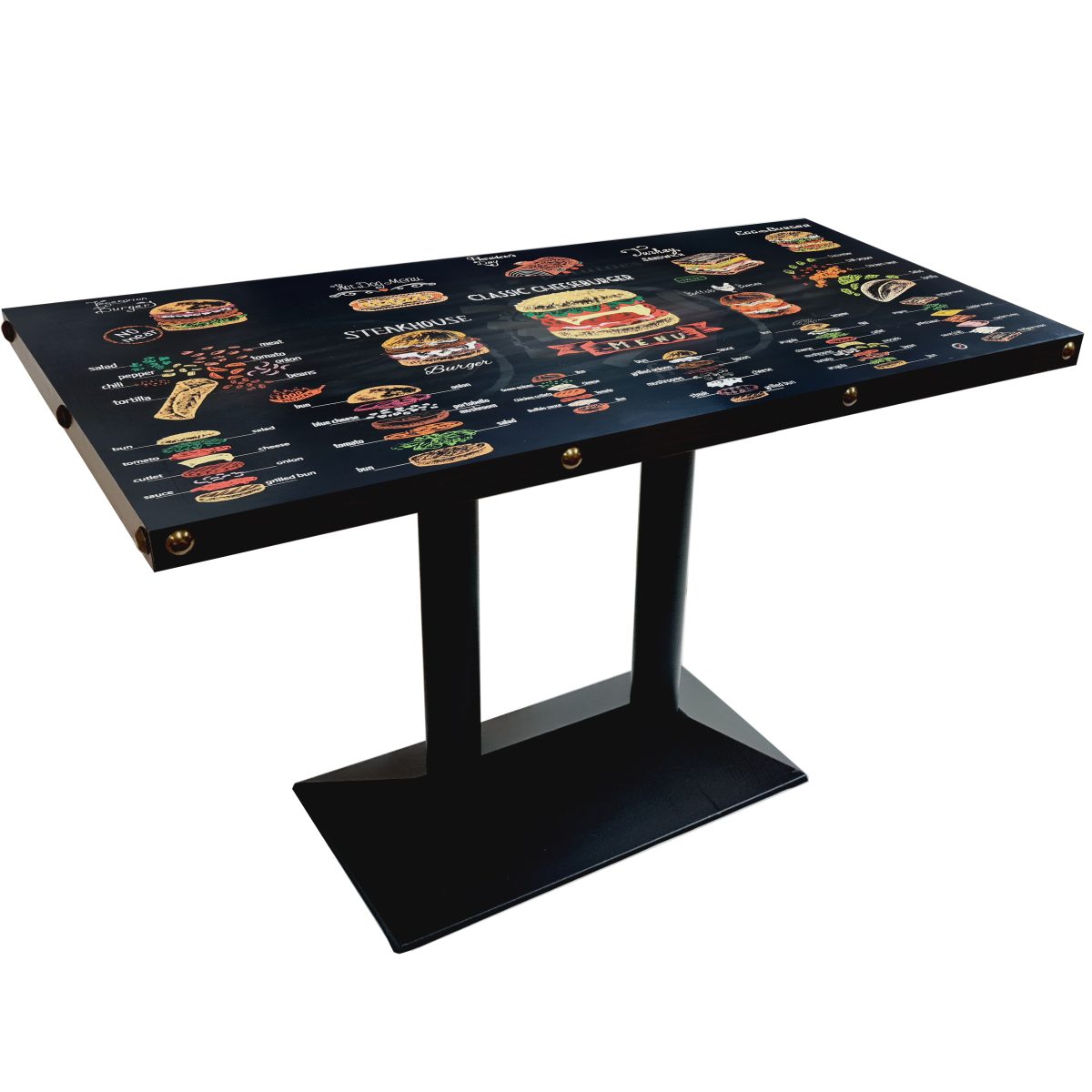 Burger Shop Table with Top Cast Iron Black Base