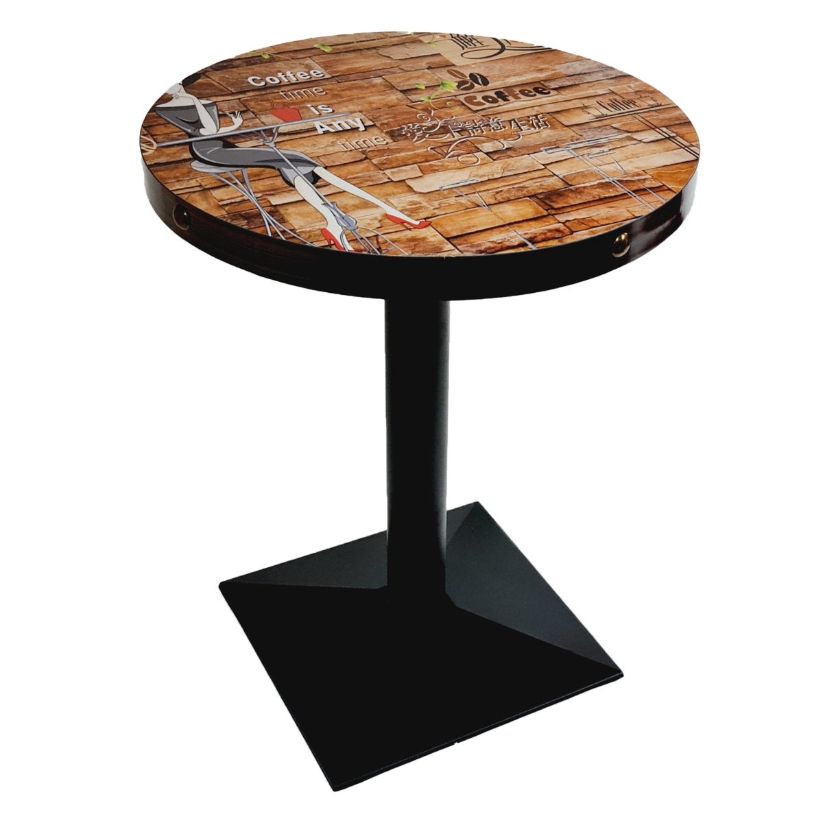 Custom Printed Table Top with Cast iron Legs Best Choice for Café Shops