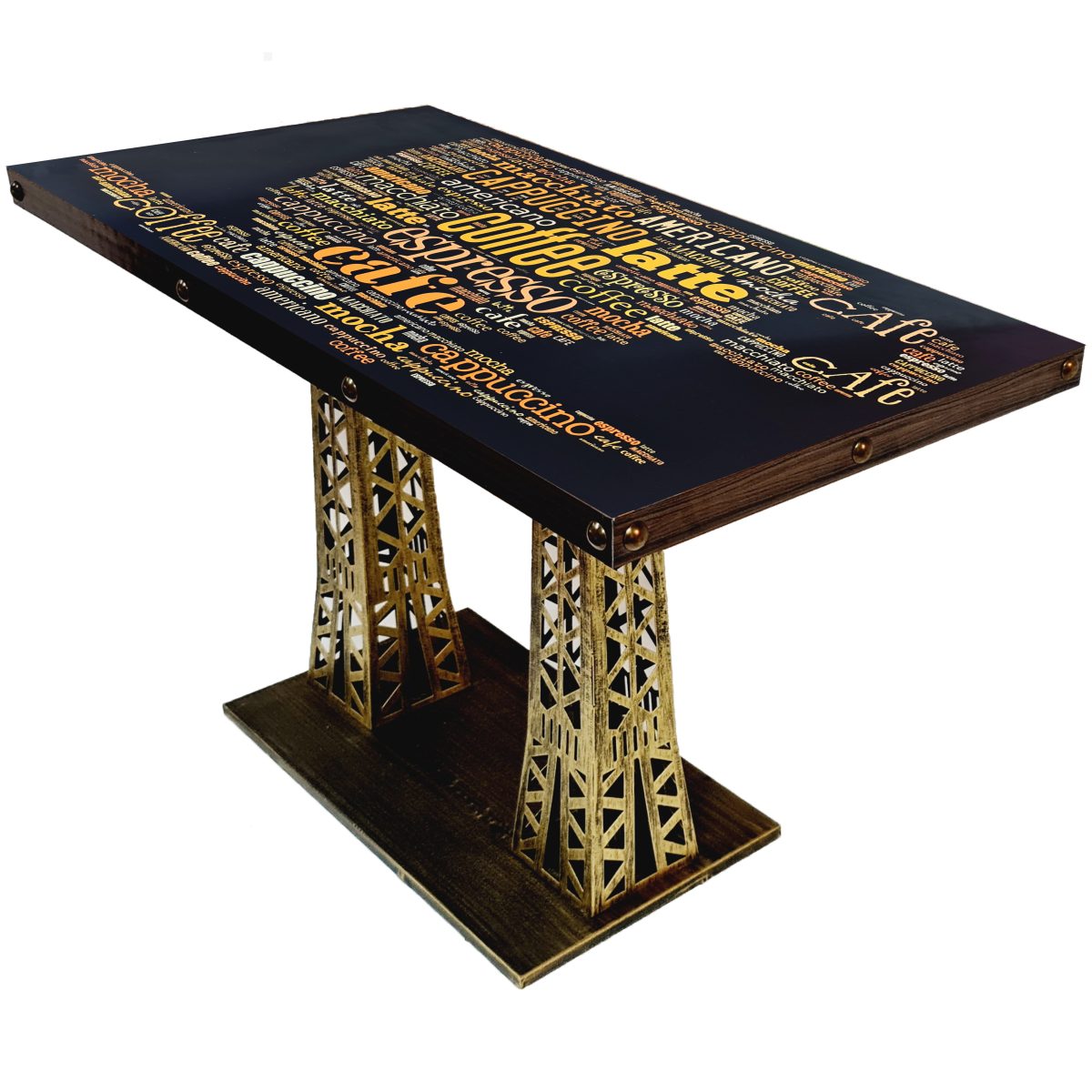 Custom Printed Table Top with Cast iron Legs Best Choice for Coffee Shops