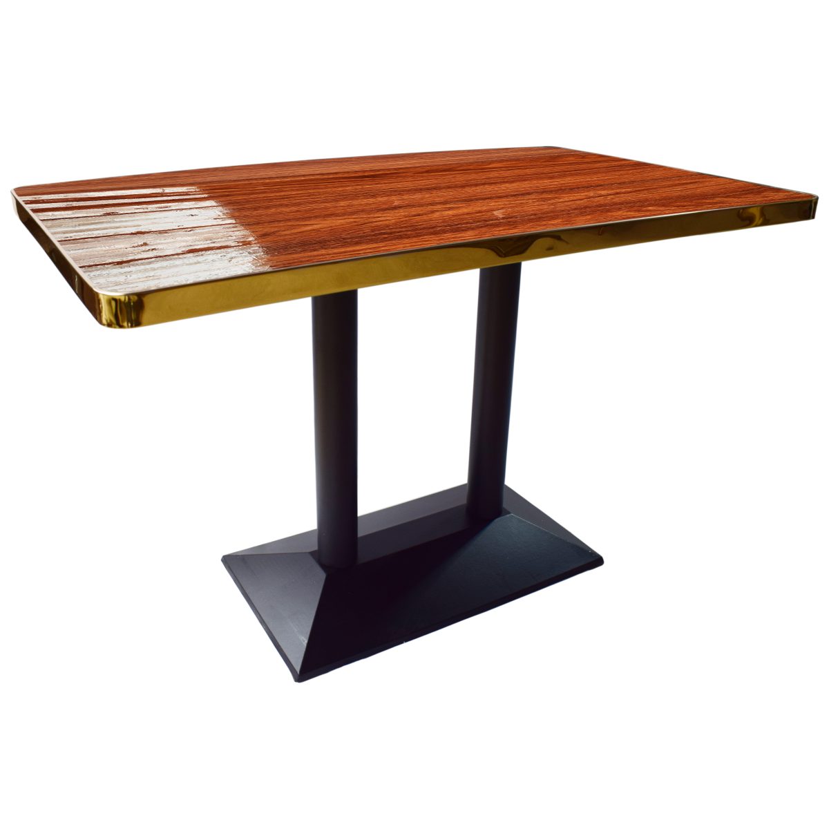 Marble Finish Tables - Black Cast Iron Legs - Oak - Size 120x70cm