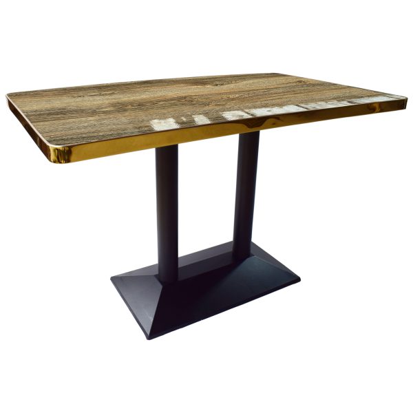 Marble Finish Tables - Black Cast Iron Legs - Old Oak - Size 120x70cm