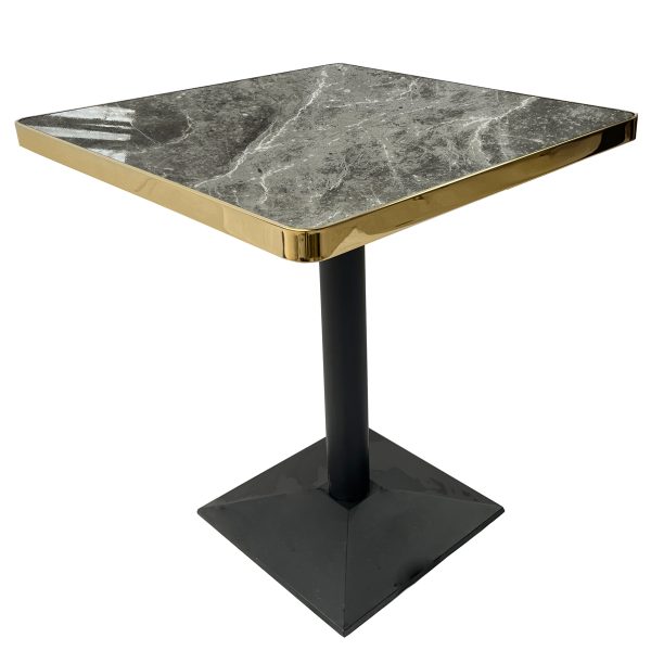 Marble Finish Tables - Black Cast Iron Legs - Grey - Size 70x70cm