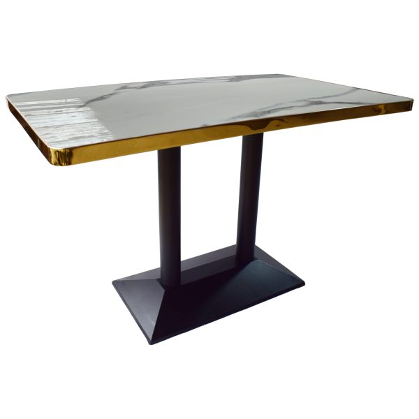 Marble Finish Tables - Black Cast Iron Legs - white - Size 120x70cm
