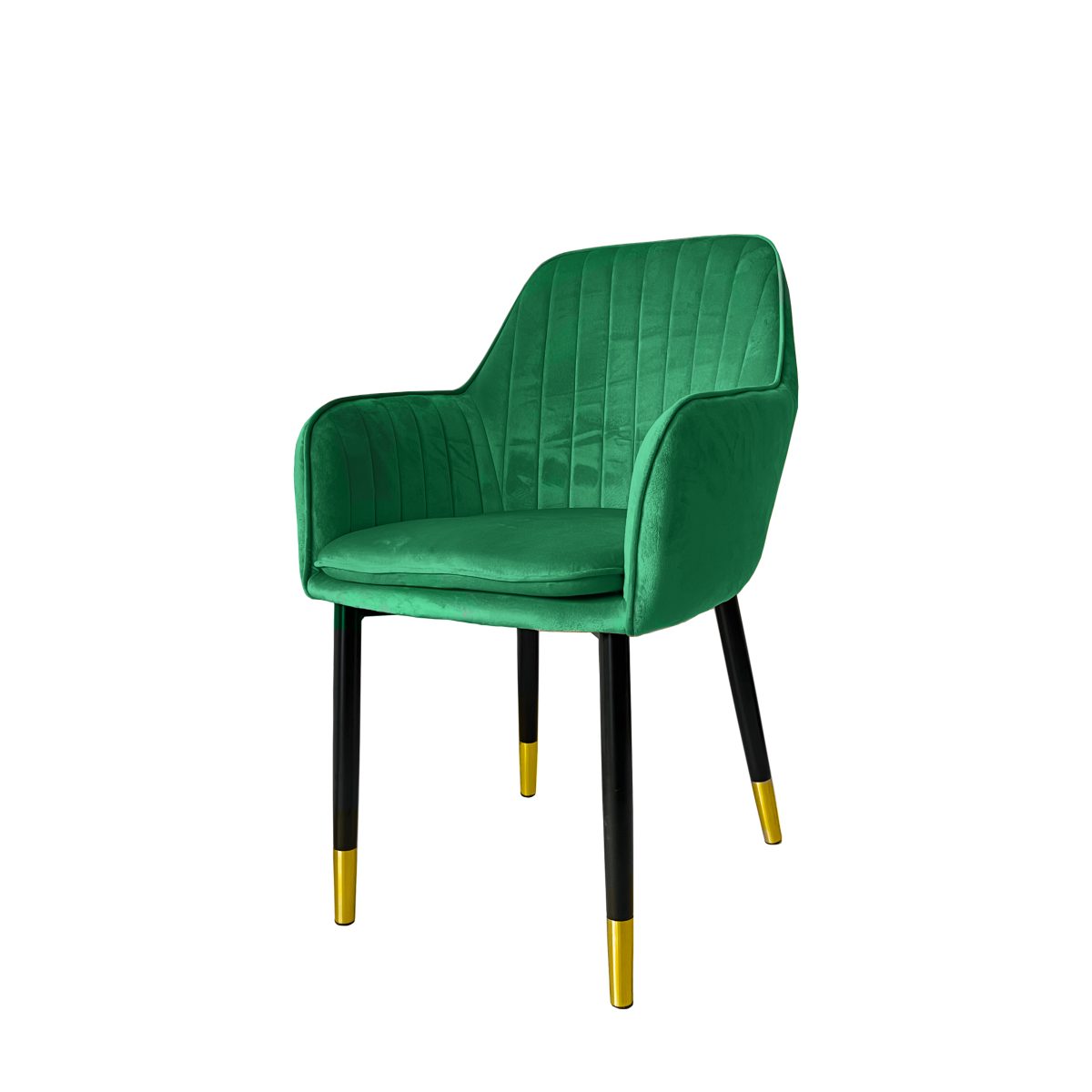 Green Durant Sustainable Velvet Armchair with Black & Gold Metal Legs