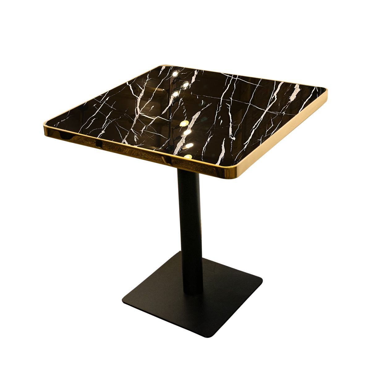 Marble Table 4-6 Seat Flat Black Base