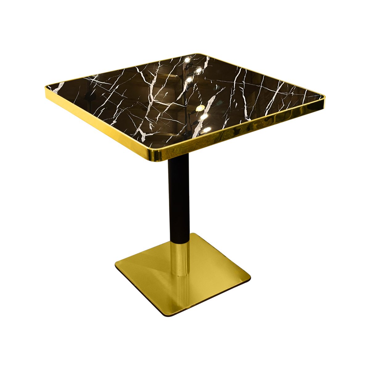 Marble Table Black & Gold Base