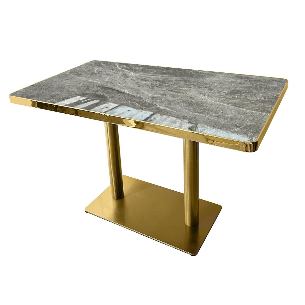 Grey Tabletop With Gold Cast Iron Legs