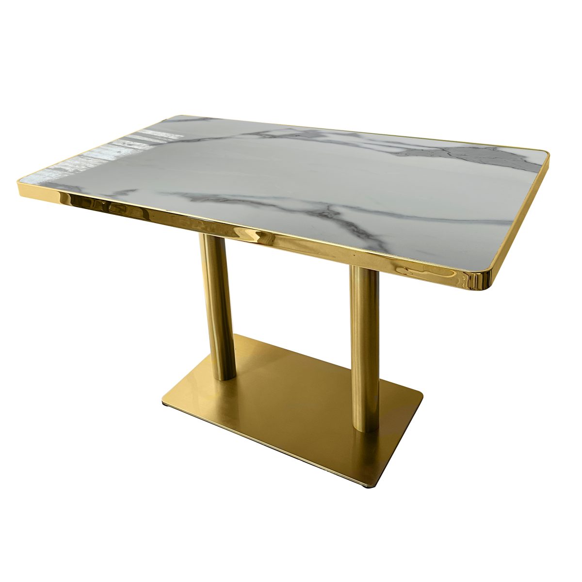 White Tabletop With Gold Cast Iron Legs