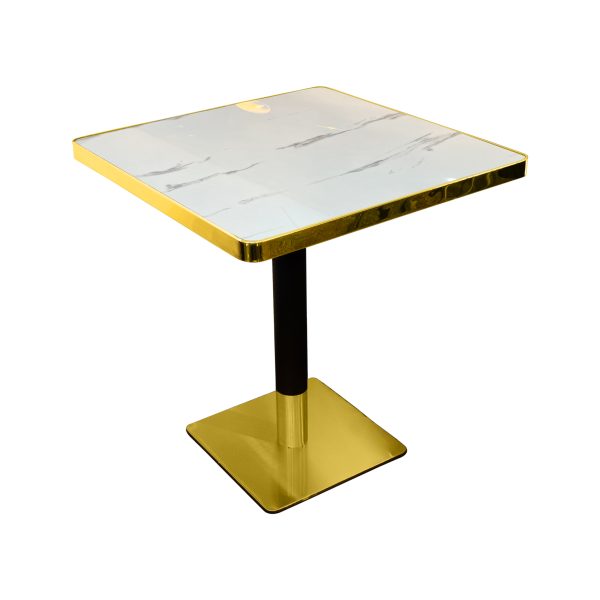 Marble Table Black & Gold Base
