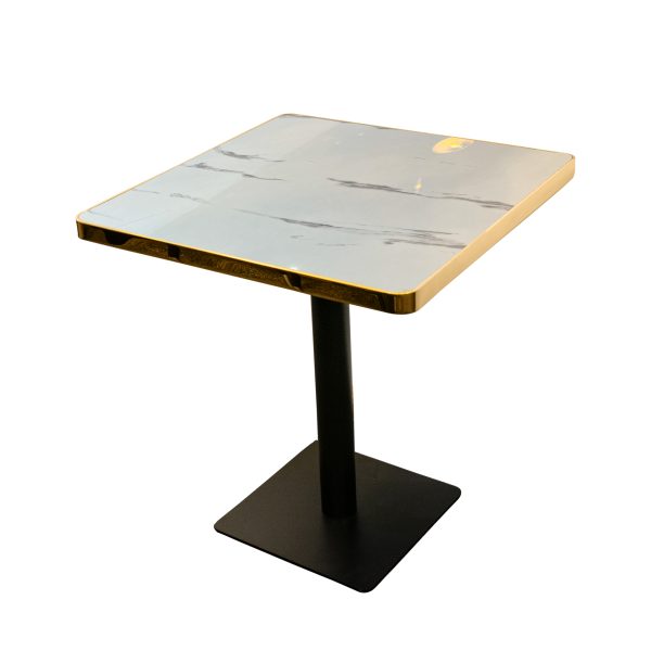 Marble Table 2-4 Seat Flat Black Base